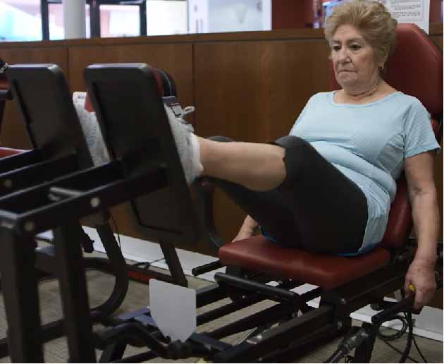 woman on leg press